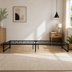 Industrial Design Metal Bed Frame Double Size Black Steel