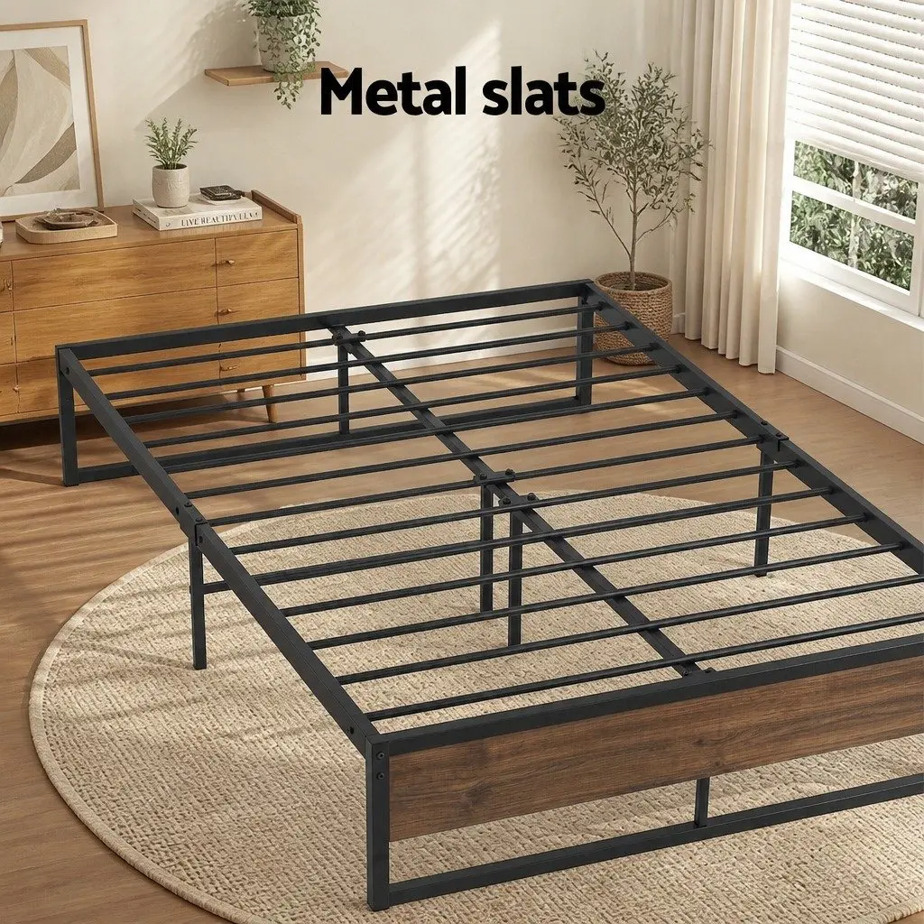 Queen Size Bed Frame with Two Storage Drawers