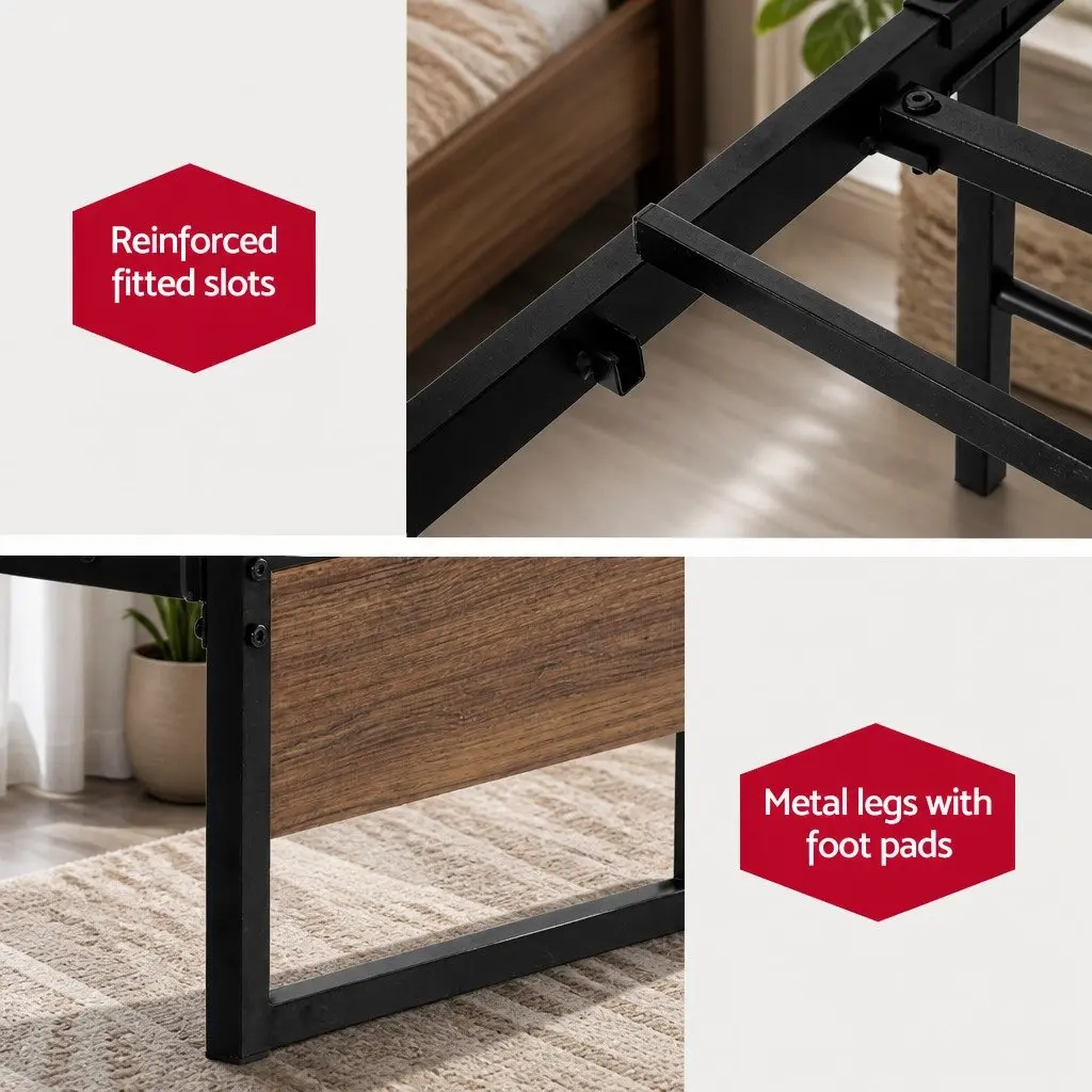 Queen Size Bed Frame with Two Storage Drawers