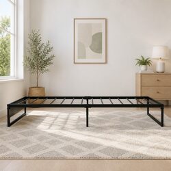 Metal Bed Frame with Industrial Design in Black