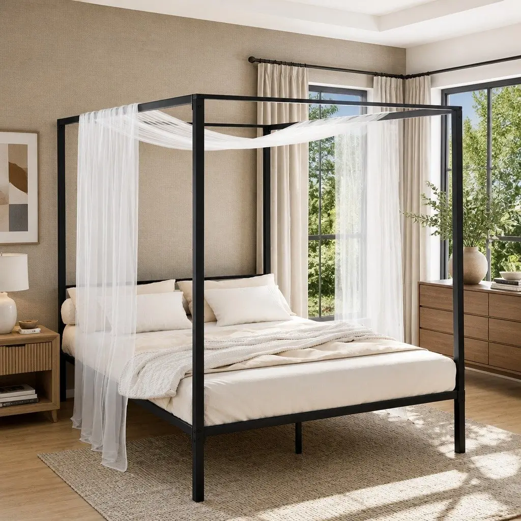Canopy Metal Bed Frame for Double Size Mattress