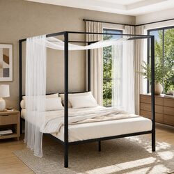 Canopy Metal Bed Frame for Double Size Mattress