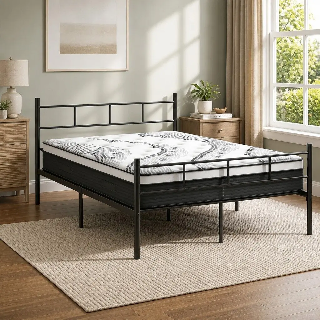 Double Metal Bed Frame with Euro Top Mattress