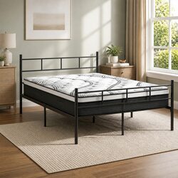 Stylish Double Metal Bed Frame with Euro Top Mattress