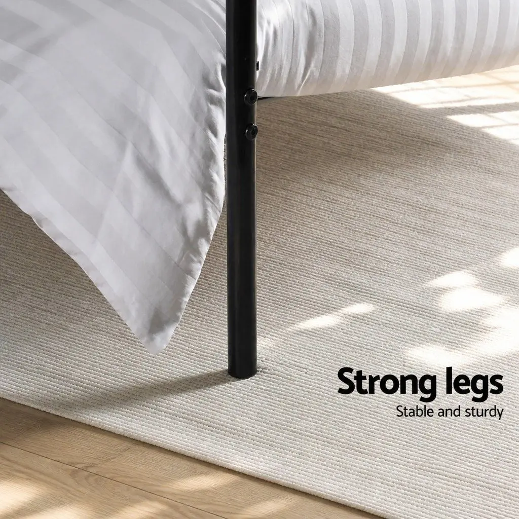 Black Steel Single Bed Frame with Storage Space