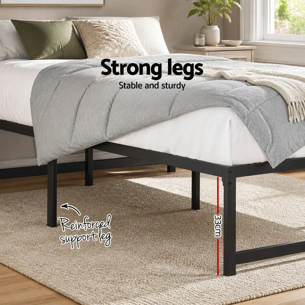 Minimalist Black Double Metal Bed Frame with Storage