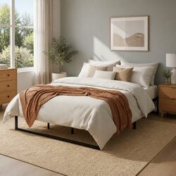 Black Steel King Size Bed Frame with Storage Space