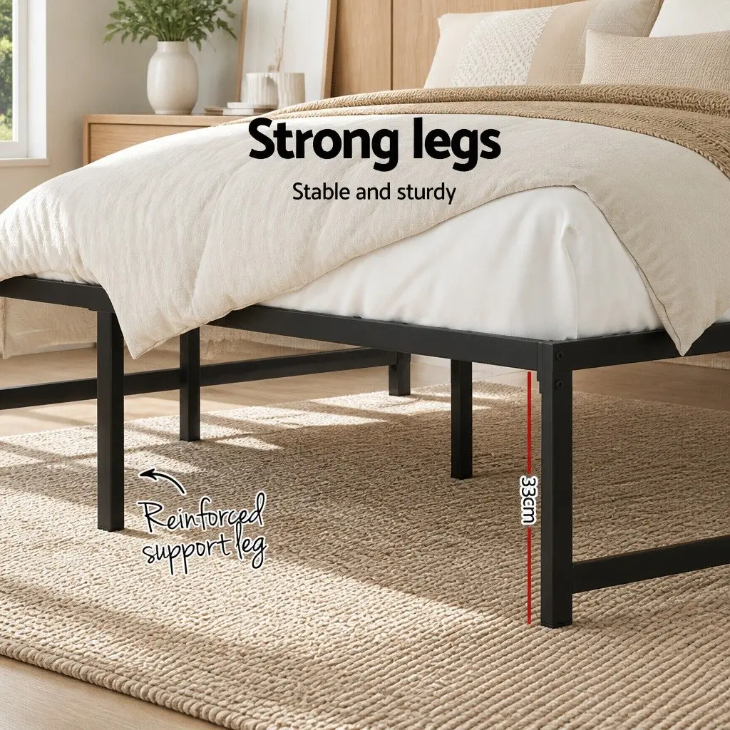 Black Steel King Size Bed Frame with Storage Space
