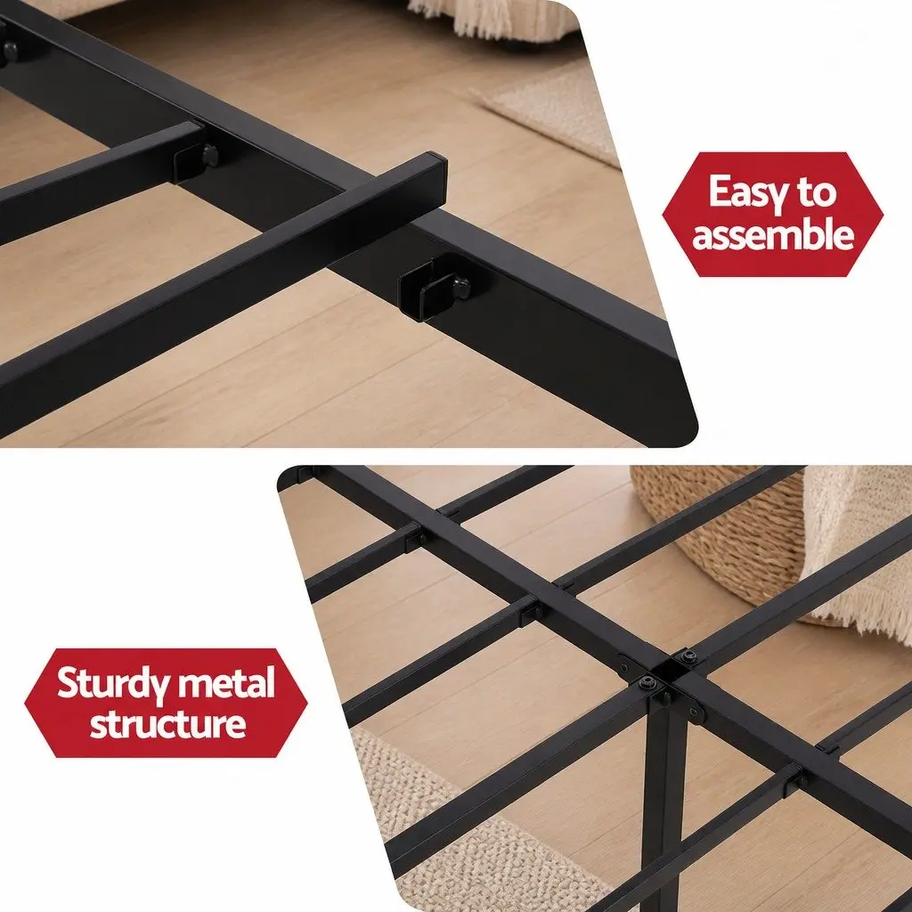 Double Bed Frame with Charging Station and Storage