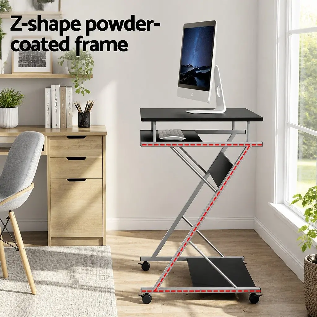 Computer Desk Office Chair Set with Keyboard Tray Mesh Swivel Black Home Office