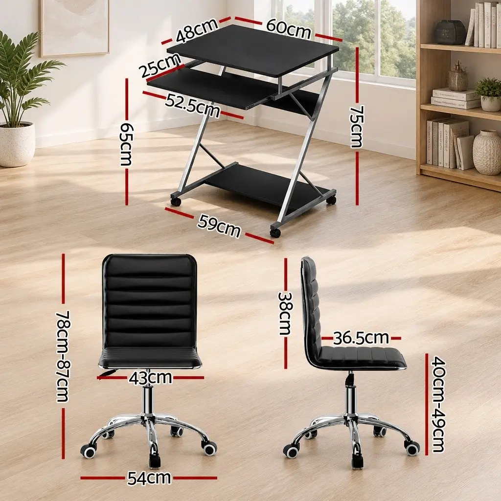 Black Computer Desk and Office Chair Set