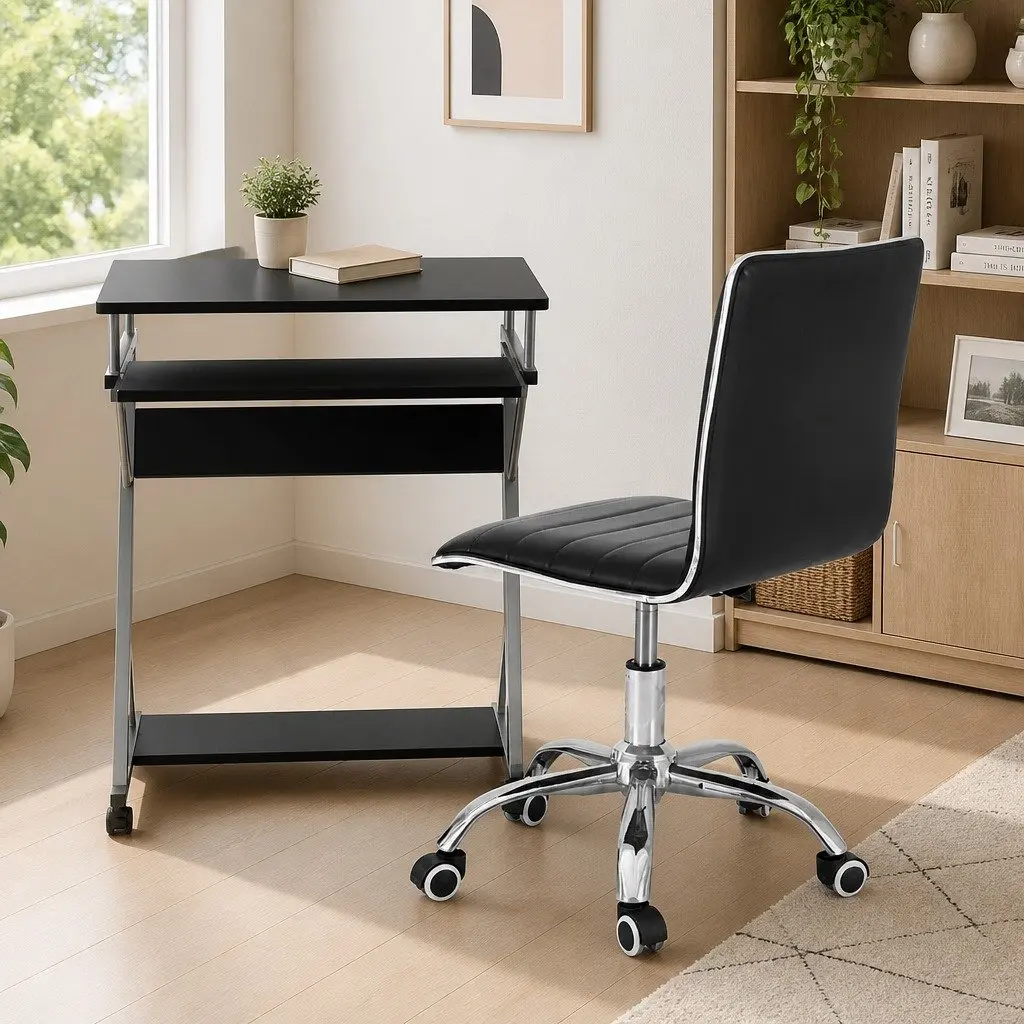 Black Computer Desk and Office Chair Set