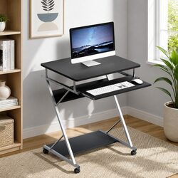 Charming Black Computer Desk with Keyboard Tray