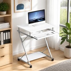 Warm White Computer Desk with Keyboard Tray 60cm