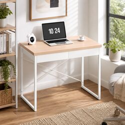 Oak Computer Desk with Two Storage Drawers