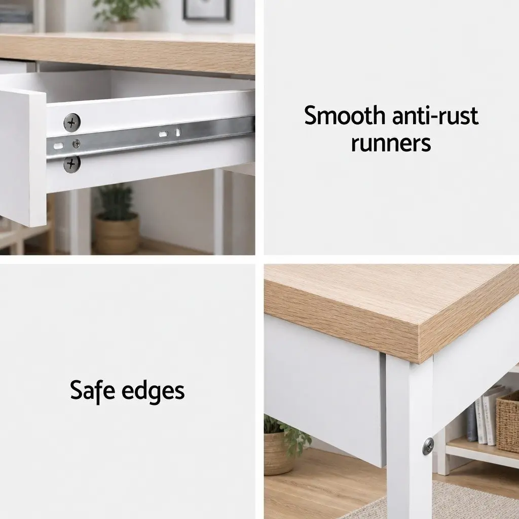 Oak Computer Desk with Two Storage Drawers