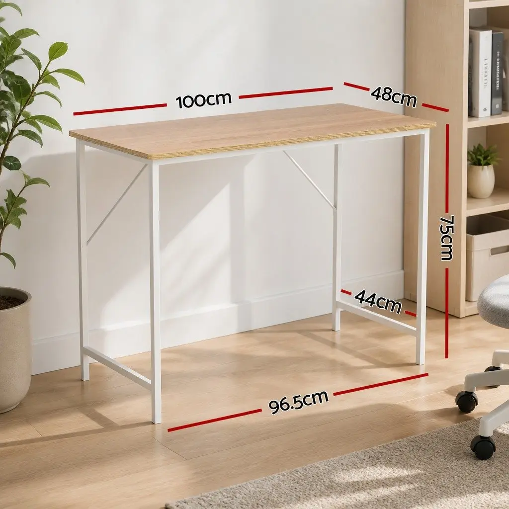 Computer Desk 100CM Home Office Workstation Oak White Modern Design