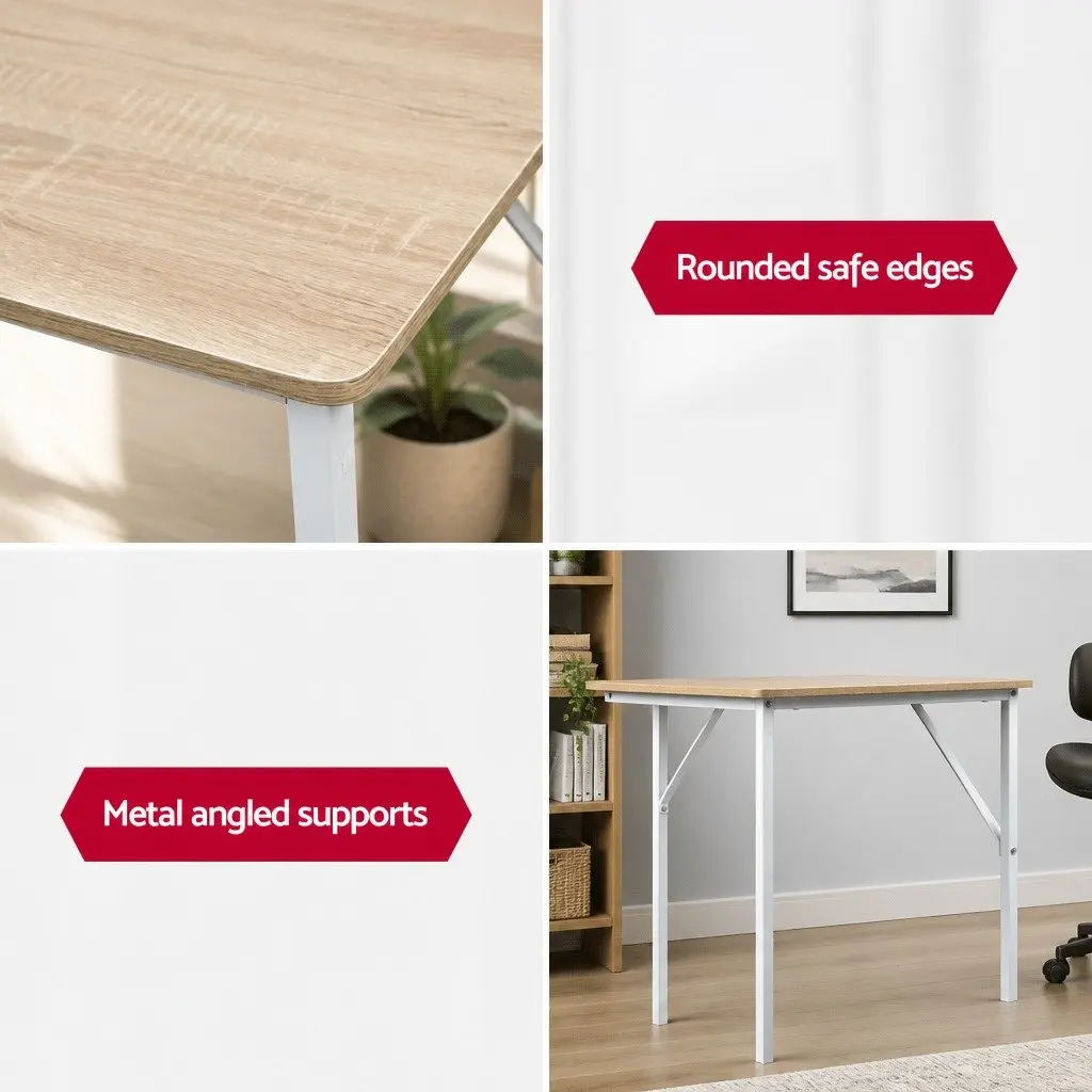 Computer Desk 100CM Home Office Workstation Oak White Modern Design