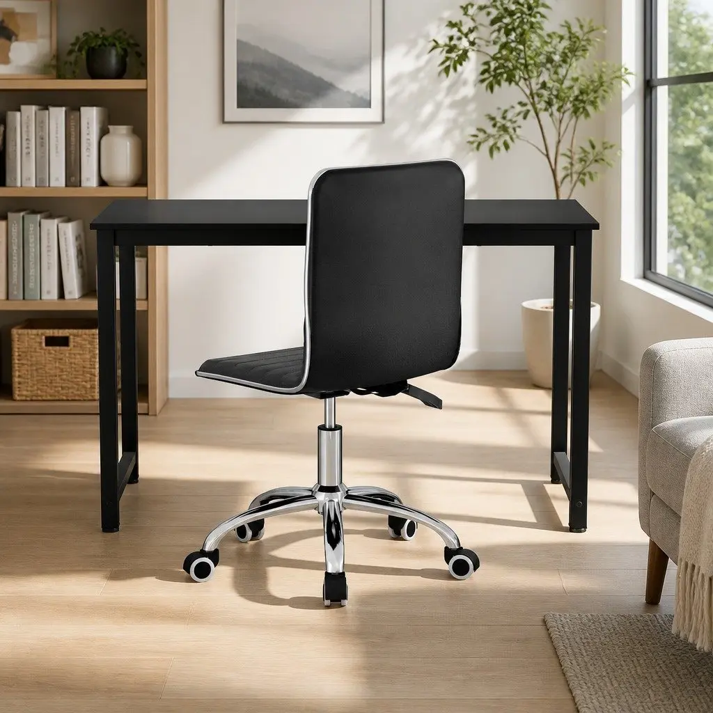 Black PU Leather Executive Desk and Chair Set