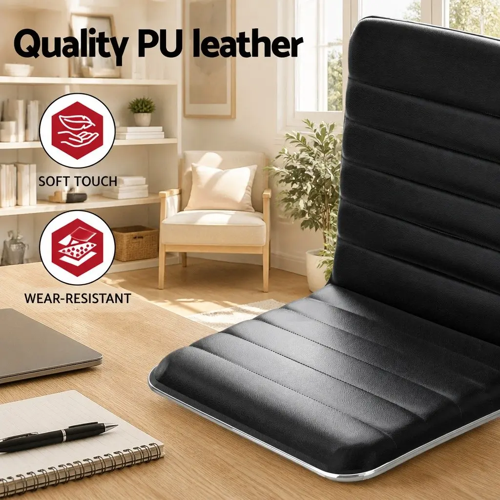 Black PU Leather Executive Desk and Chair Set