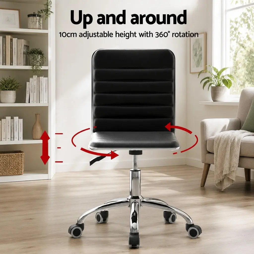 Black PU Leather Executive Desk and Chair Set