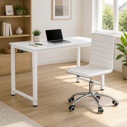 White Executive Computer Desk and Office Chair Set