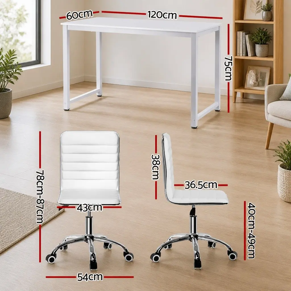 White Executive Computer Desk and Office Chair Set