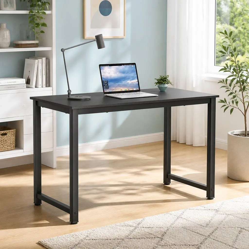 Computer Desk Black 120CM Wide Desktop Metal Frame