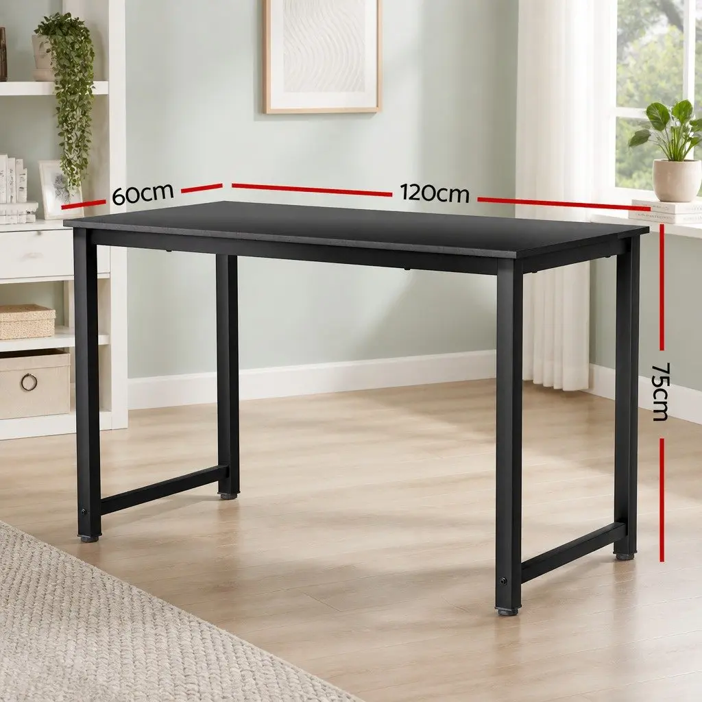 Computer Desk Black 120CM Wide Desktop Metal Frame