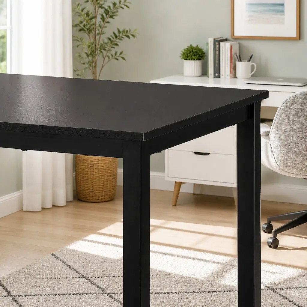 Computer Desk Black 120CM Wide Desktop Metal Frame