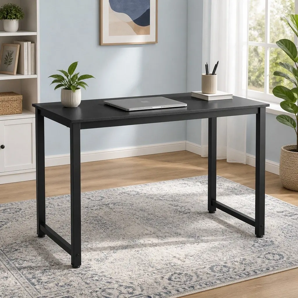 Computer Desk Black 120CM Wide Desktop Metal Frame