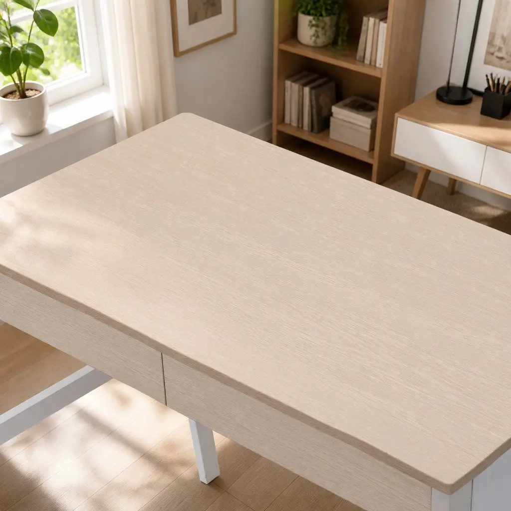 Oak White Computer Desk with Drawers for Home Office