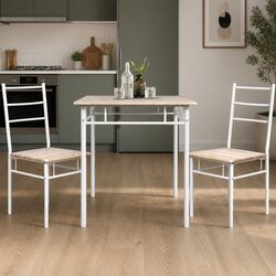 3-Piece Dining Table and Chairs Set in Natural Style