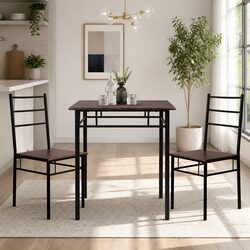 Walnut Dining Table and Chairs Set for 3