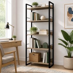 Stylish 5-Tier Bookshelf for Living Room or Study
