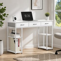 Warm Yellow Computer Desk with Storage Solutions