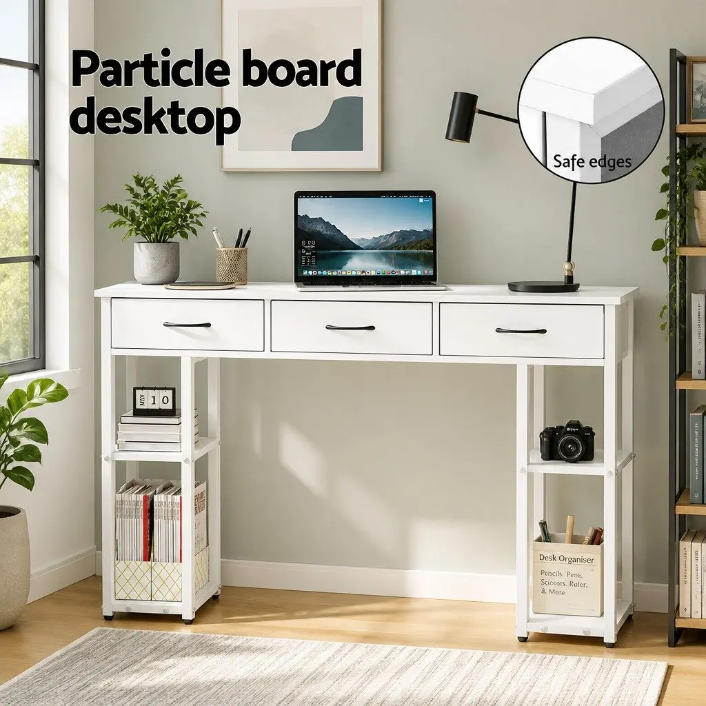 Computer Desk with Drawers Shelves Study Table Office 120cm Workspace Storage