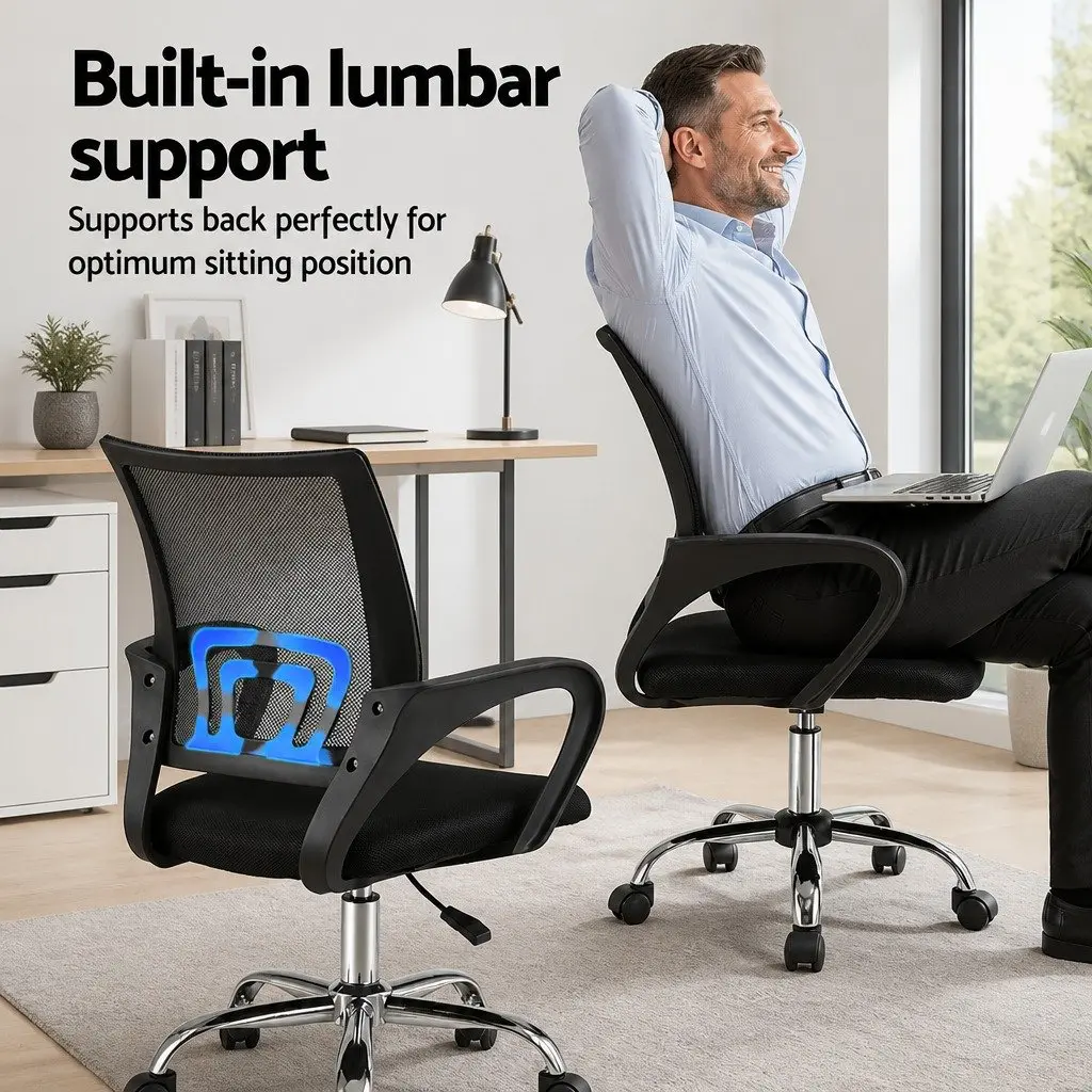 Foldable Computer Desk and Mesh Office Chair Set