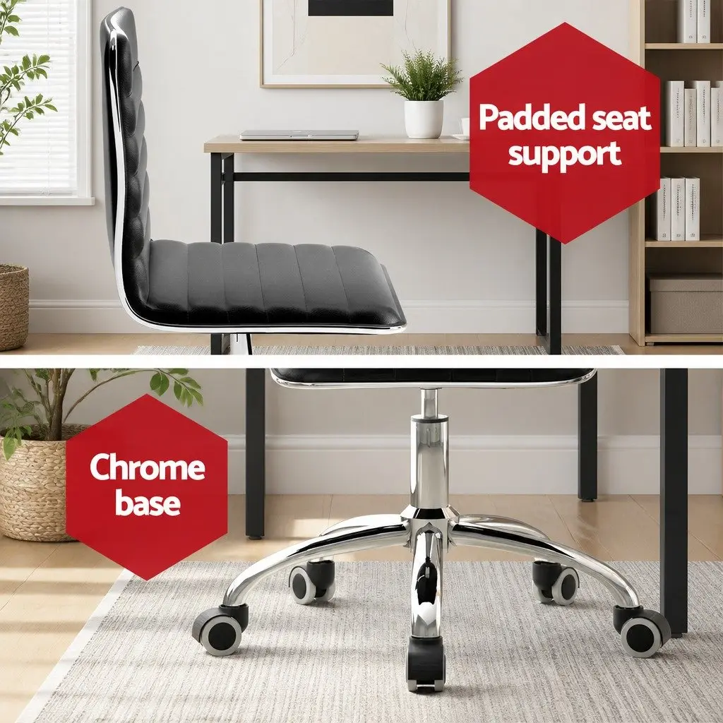 Foldable Computer Desk and Office Chair Set in Black