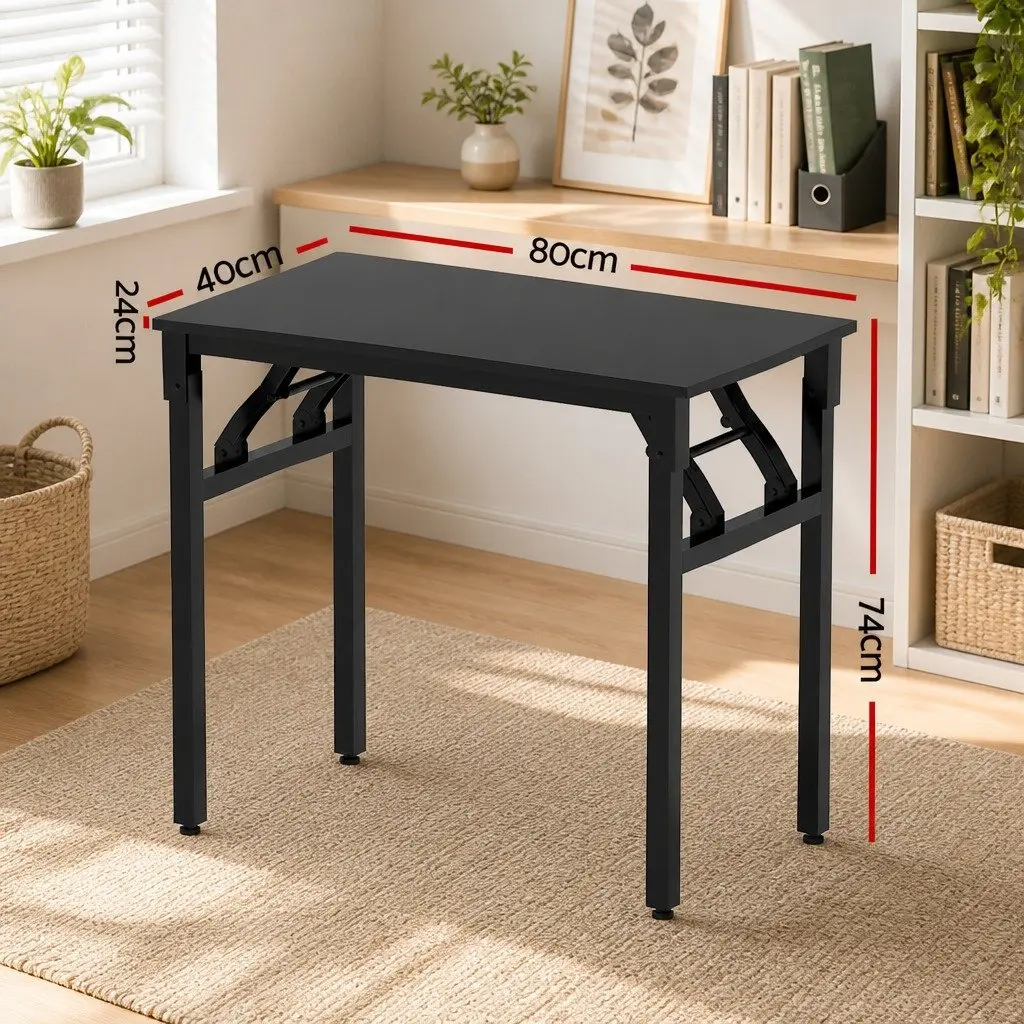 Foldable Computer Desk Black 80cm Particle Board Powder-coated Steel