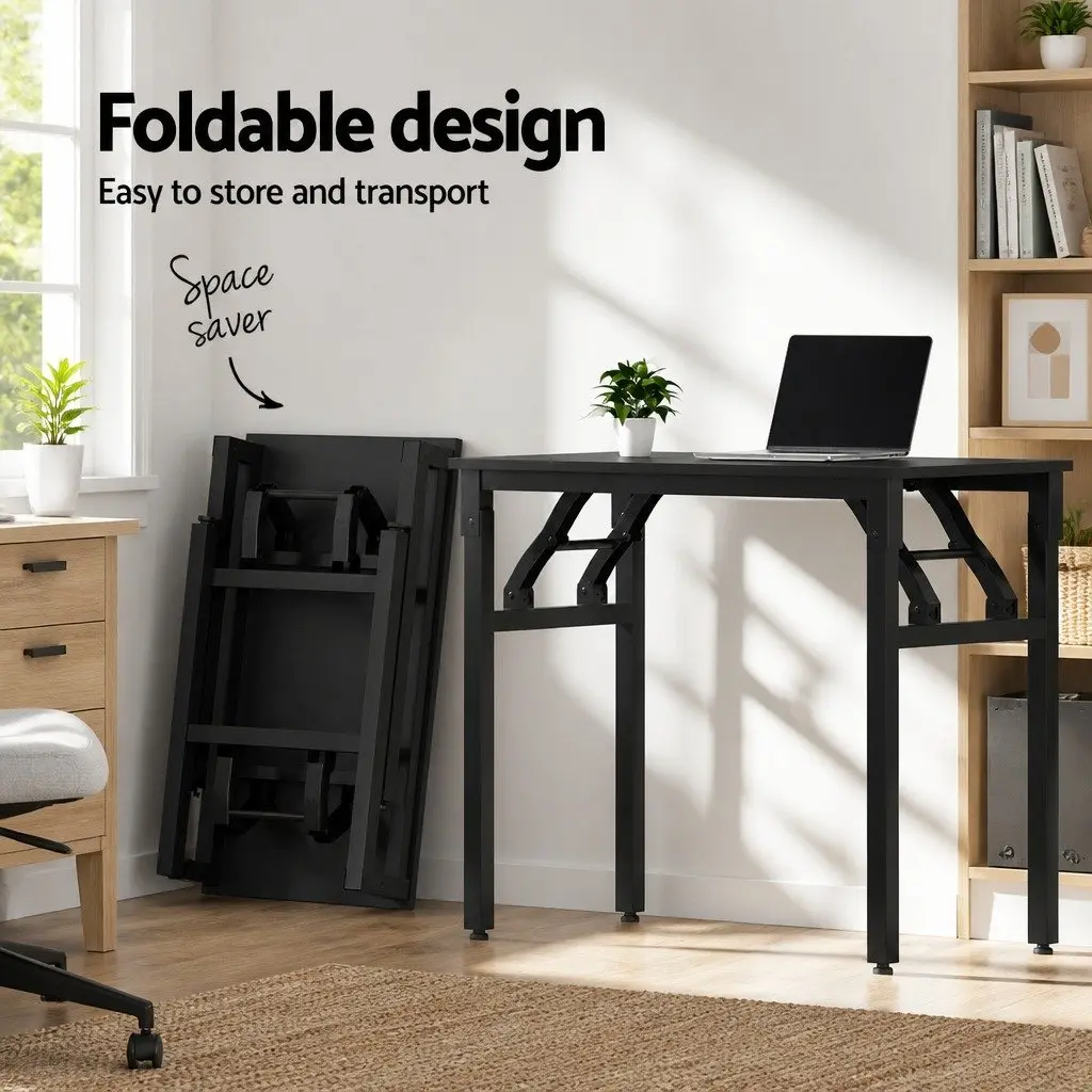 Foldable Computer Desk Black 80cm Particle Board Powder-coated Steel