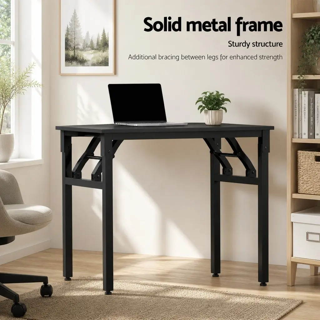 Foldable Computer Desk Black 80cm Particle Board Powder-coated Steel