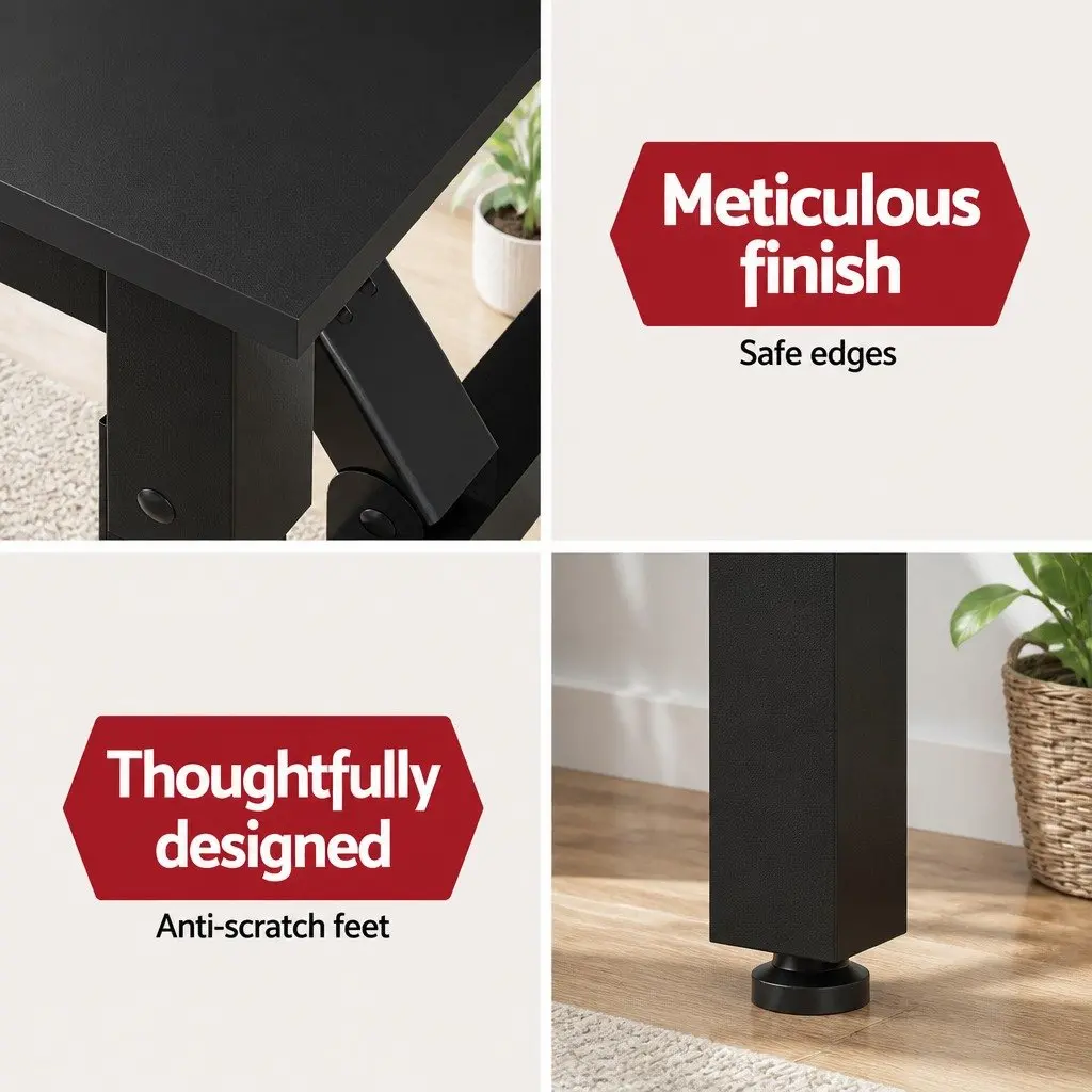 Foldable Computer Desk Black 80cm Particle Board Powder-coated Steel