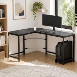 L-Shape Computer Desk for Cozy Home Workspaces 147cm Black