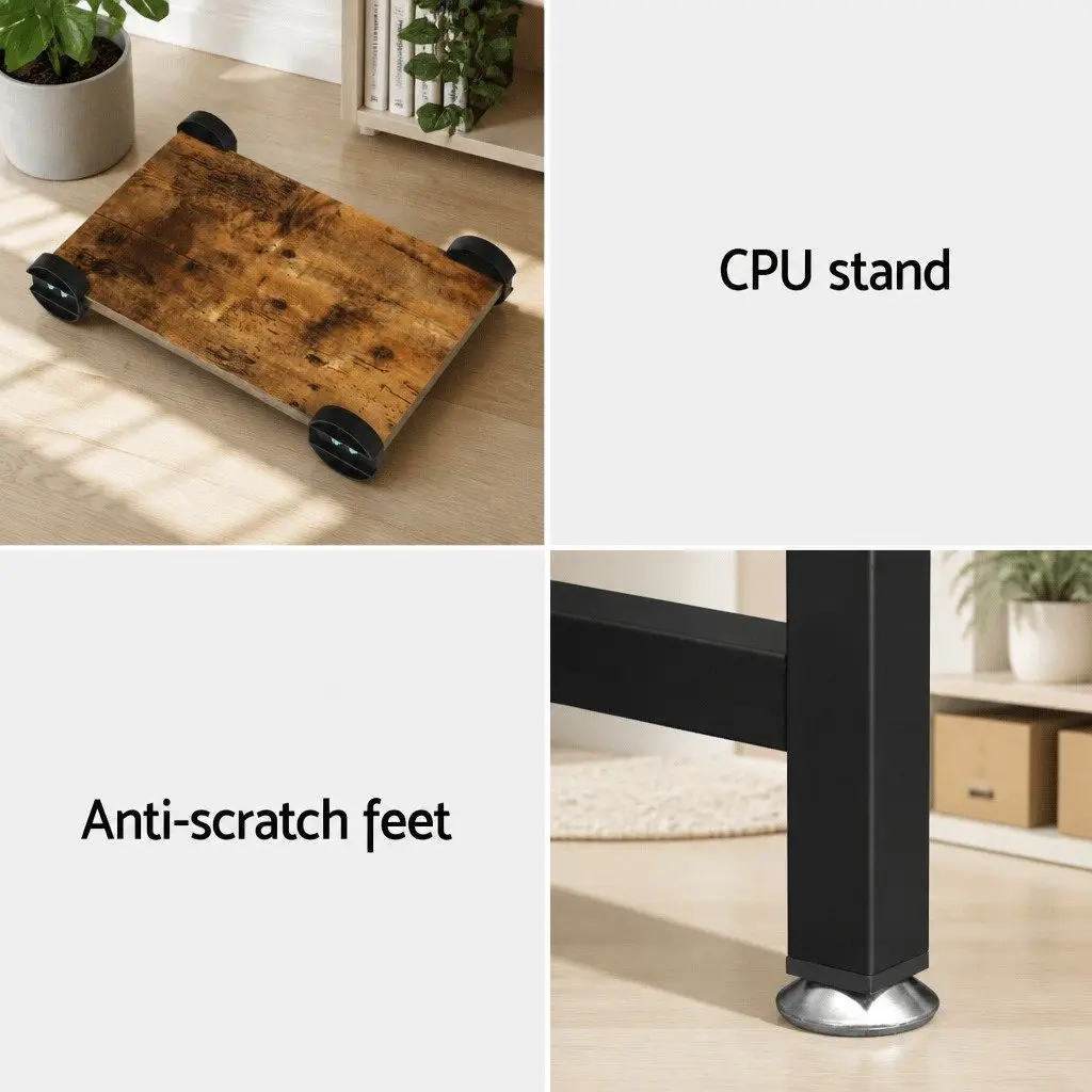 Brown L-Shape Computer Desk for Home Office 147cm