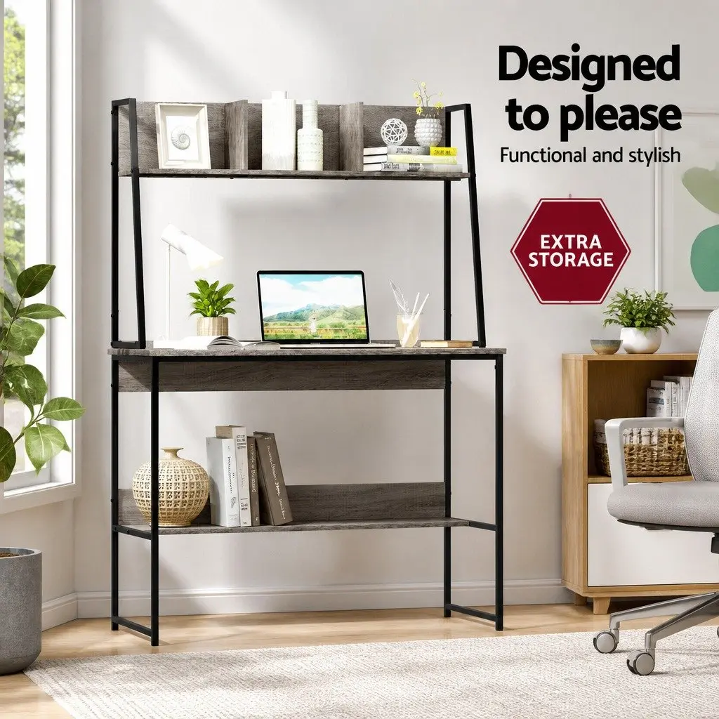 Computer Desk Industrial Grey 100cm Particle Board and Powder-coated Steel