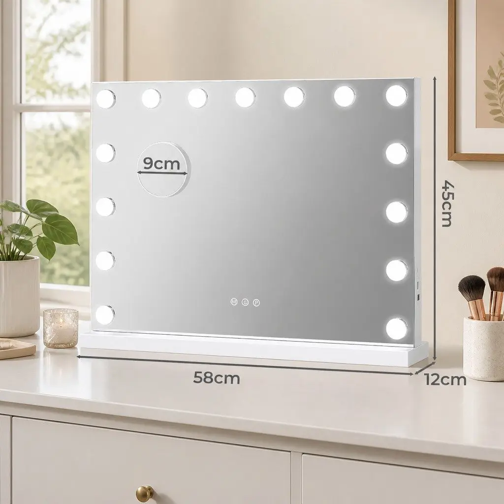 LED Vanity Mirror 45x58cm Hollywood Makeup Dressing Table with 10x Magnifier