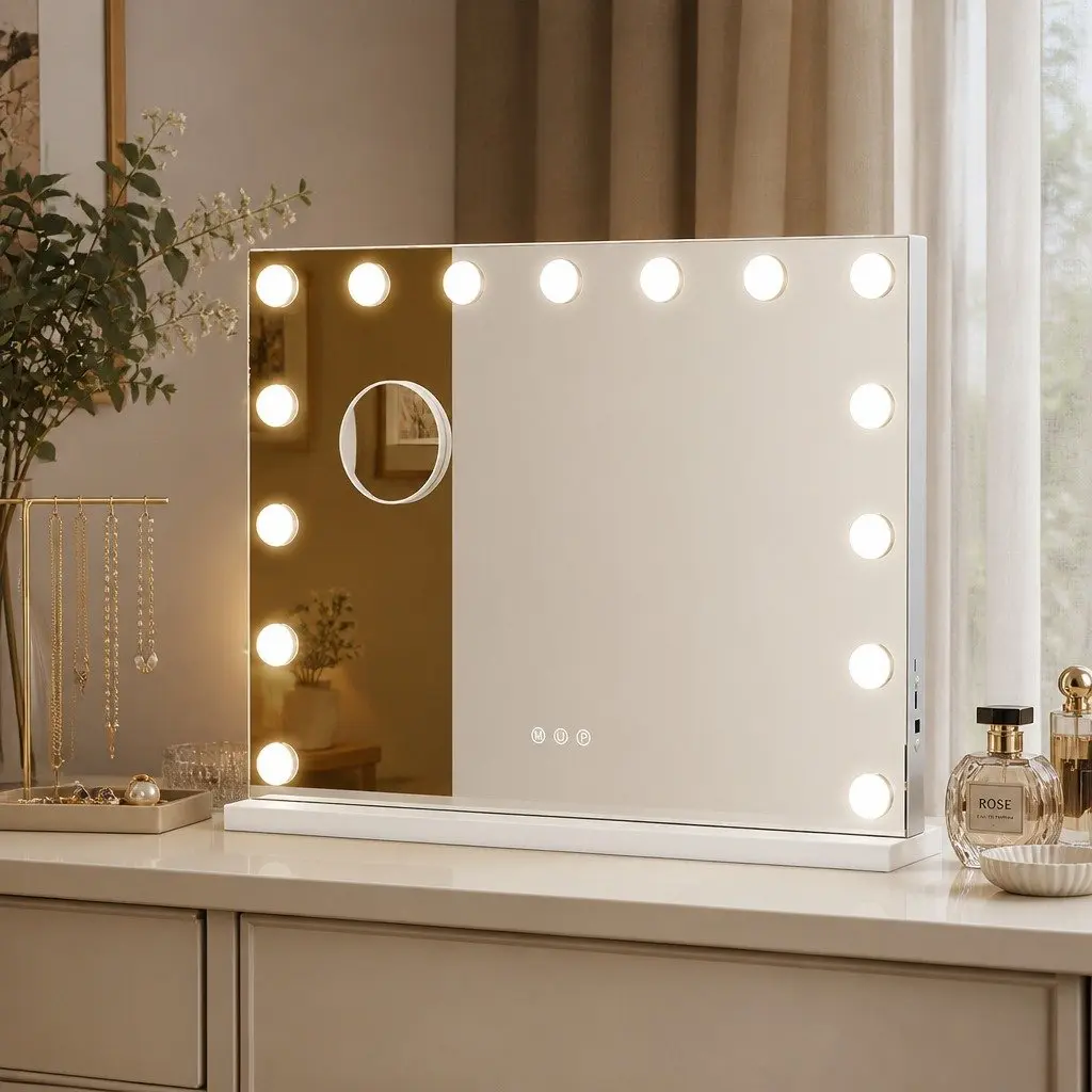 LED Vanity Mirror 45x58cm Hollywood Makeup Dressing Table with 10x Magnifier