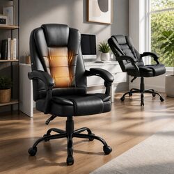 Executive Massage Office Chair in Black PU Leather