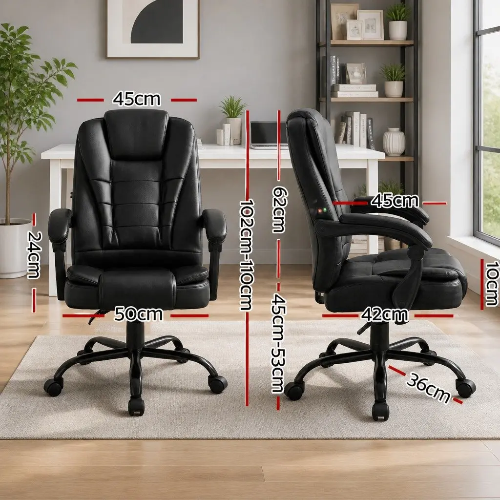Executive Massage Office Chair in Black PU Leather